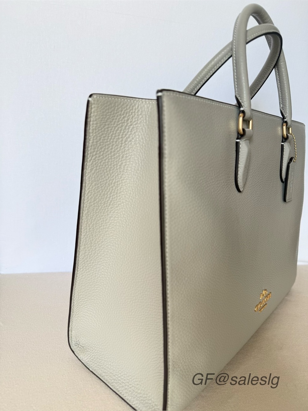 NWT Coach Maggie Tote large Gold/Dove Grey Shoulder Bag for work and school - Picture 3 of 12